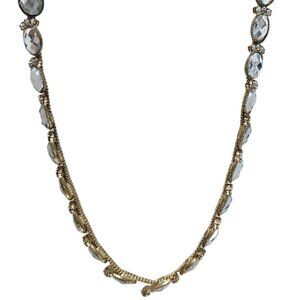 Elegant Chunky Crystal Rhinestone Design Necklace Black Cord Jewelry Women